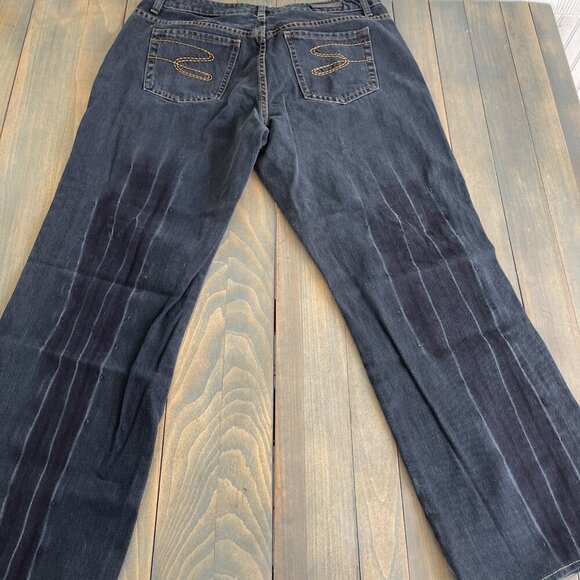 Seven 7 Denim Jeans Distressed Wide Leg Dark Wash Artsy Women's Size 16 (D7) - Picture 13 of 13